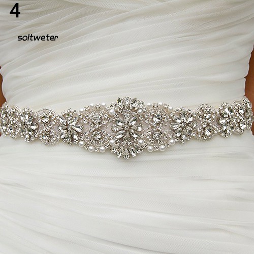 Thắt Lưng Satin Đính Đá Lấp Lánh Dành Cho Cô Dâu