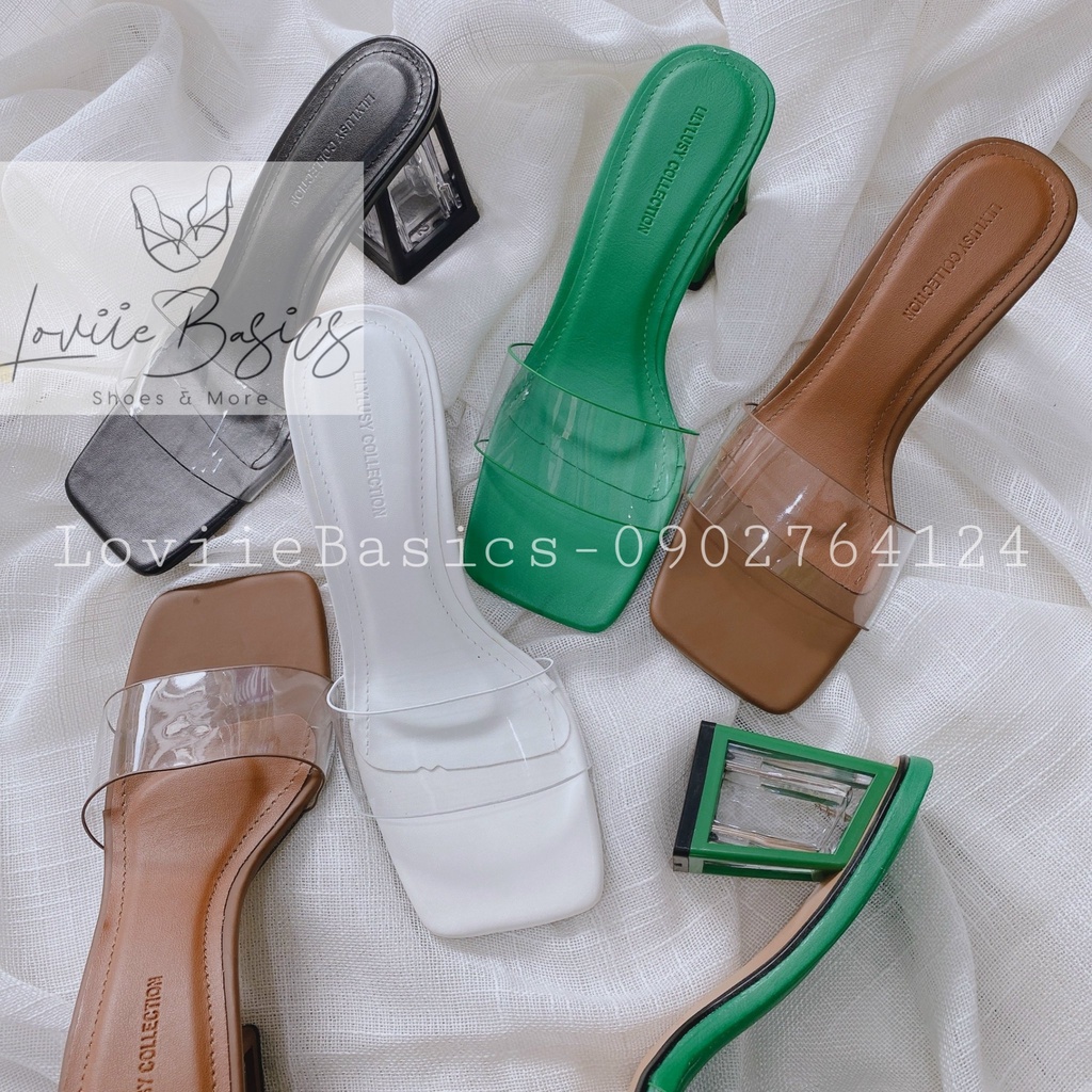 GUỐC CAO GÓT LOVIIECORNER - GIÀY THỜI TRANG MŨI VUÔNG QUAI TRONG - DÉP NỮ ĐẾ VUÔNG 7 PHÂN D220233
