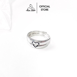 Nhẫn đôi bạc Miuu Silver, nhẫn cặp nam nữ bạc 925 trái tim ghép đôi Sweet Heart