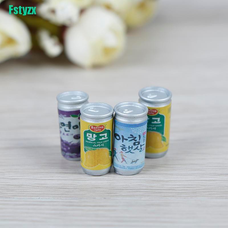 fstyzx 4Pcs 1:12 Dollhouse miniature drink cans fou doll house kitchen decorate