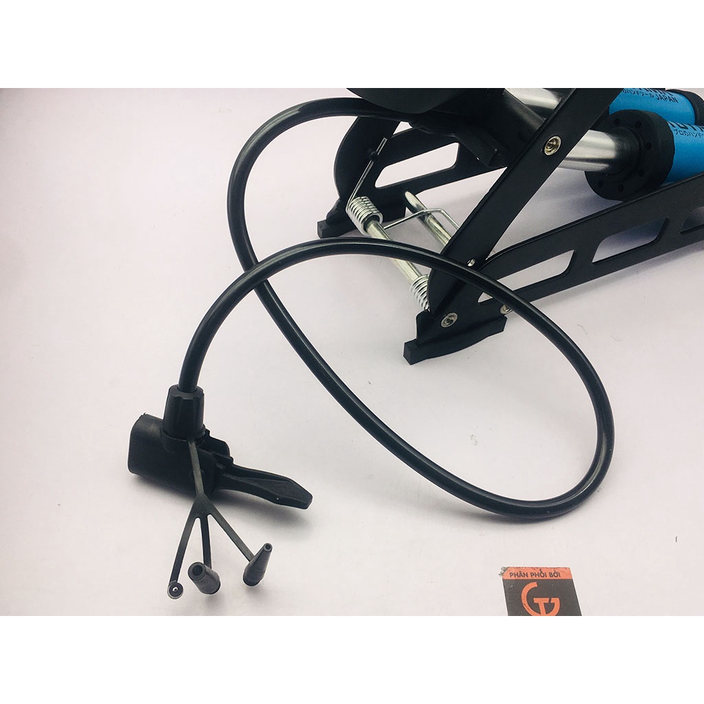 Bơm xe đạp chân 2 ống pitong xanh 220cc 160psi