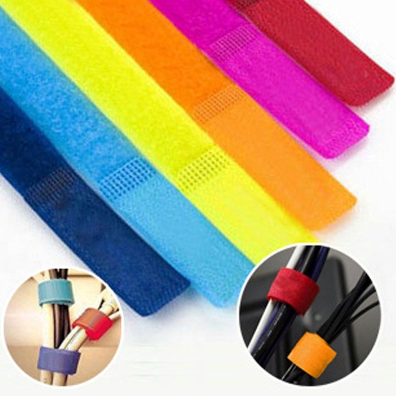 Combo 10 dây quấn gai dán velcro 2 mặt cố định dây cáp sạc, dây điện, gọn gàng chống rối, tái sử dụng tiện lợi