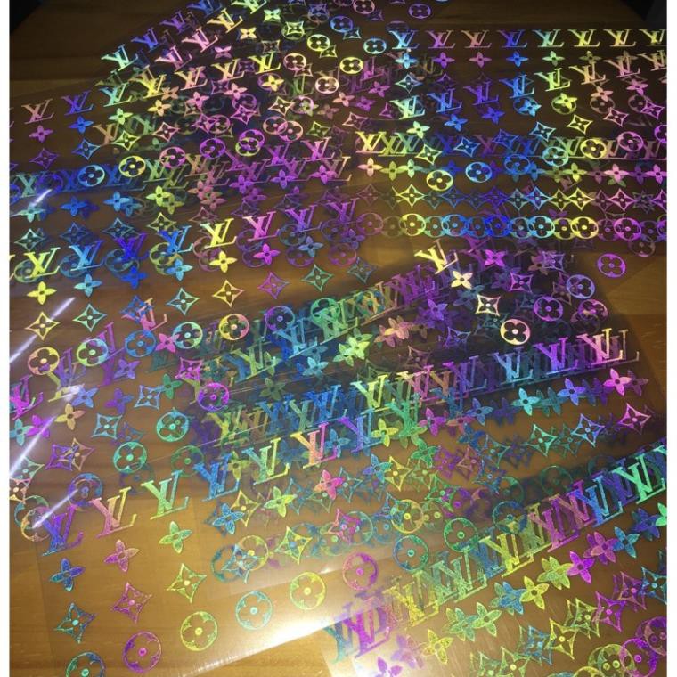 Sticker decal phản quang 7 màu lv , Mạ Vàng ép nhiệt LV - Sticker LV phản quang