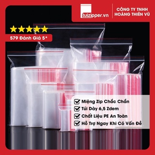 Túi Zip Chỉ Đỏ, Zipper Đựng Thực Phẩm- Chất Liệu PE An Toàn - Độ dày 6.5 zdem - (1KG)