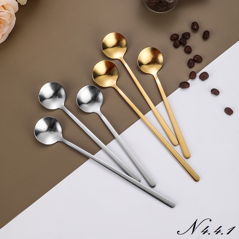 Thìa dĩa inox 304 mạ vàng uống cà phê, pha trà, muỗng cà phê ăn bánh kem, đồ tráng miệng cao cấp 4.4.1