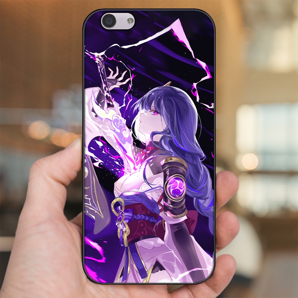 Ốp lưng Oppo F1s, F3, F3 Plus viền đen in hình Raiden Shogun Genshin Impact