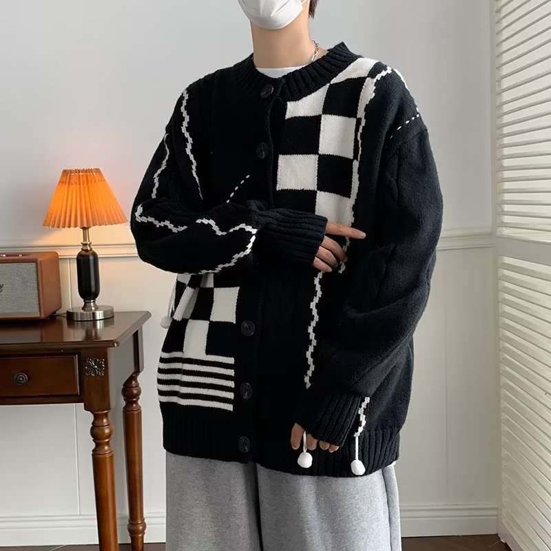 Áo Khoác Cardigan Dệt Kim Tay Dài Dáng Rộng Thiết Kế Rách Phong Cách Nhật Bản Thời Trang Mùa Thu Mới Cho Nam