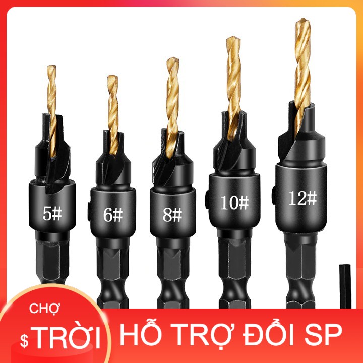 [Hàng Hot] BỘ MŨI KHOAN 2 TẦNG ÂM VÍT GỖ CHUÔI LỤC {Cao Cấp]