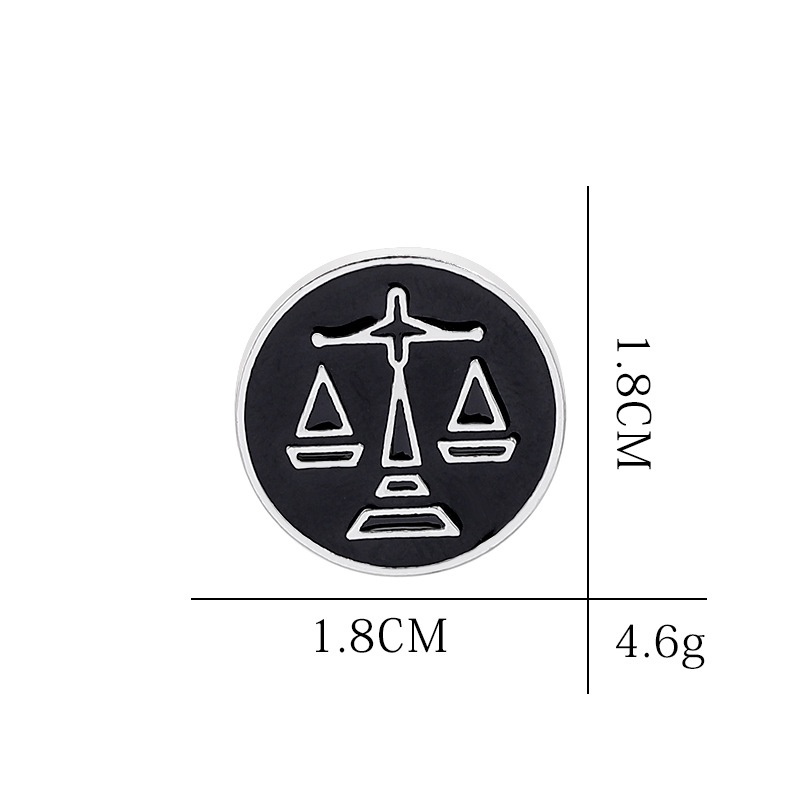 Huy Hiệu Cài Áo Hình Chòm Sao Cân Bằng Màu Đen / Bạc Phong Cách Gothic Punk