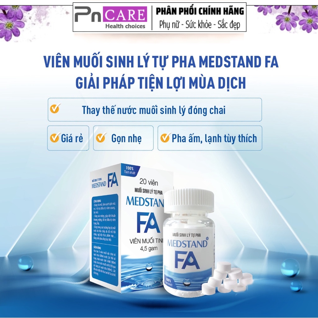 PnCARE | Viên Muối Sinh Lý Tự Pha Medstand FA ® - Hộp 20 Viên Tiện Lợi