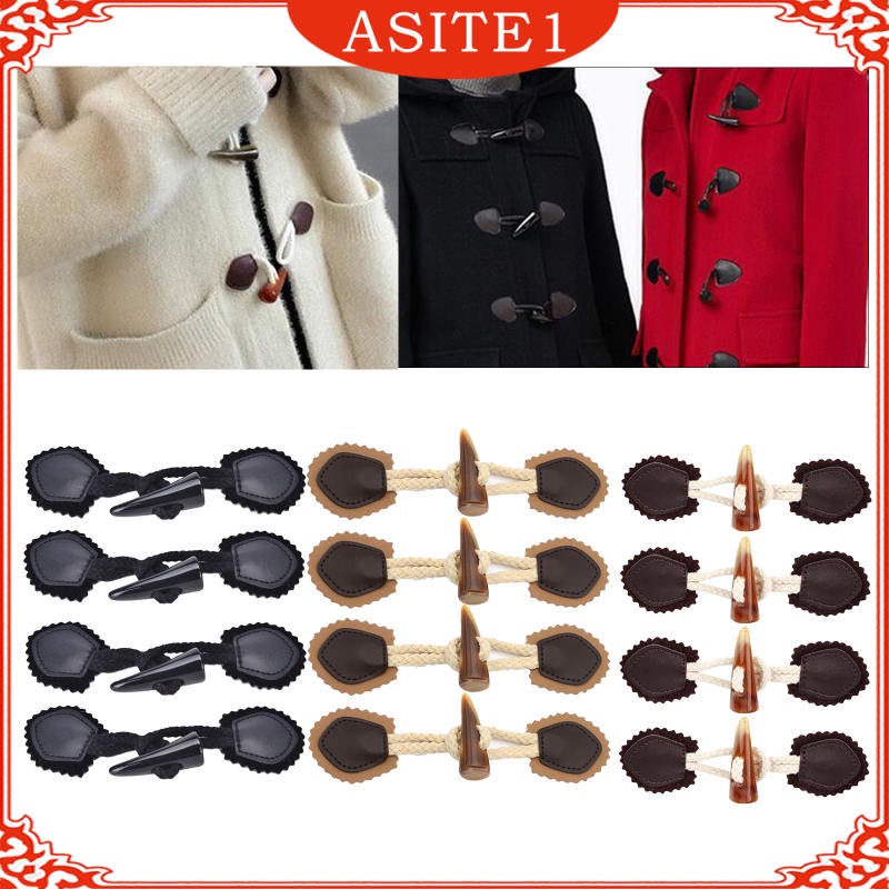 Set 4 Cặp Nút Cài May Áo Khoác / Áo Khoác Hình Chiếc Sừng DIY