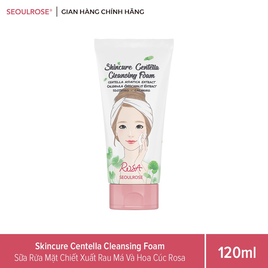 Sữa Rửa Mặt Chiết Xuất Rau Má Và Hoa Cúc SeoulRose Rosa 120ml, Ngừa Mụn, Làm Sạch Sâu Dành Cho Mọi Loại Da