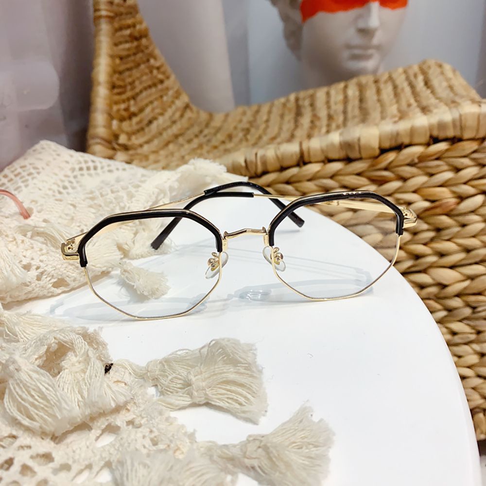 Mắt Kính Gọng Đa Giác Trong Suốt Phong Cách Retro Hàn Quốc Cho Nữ