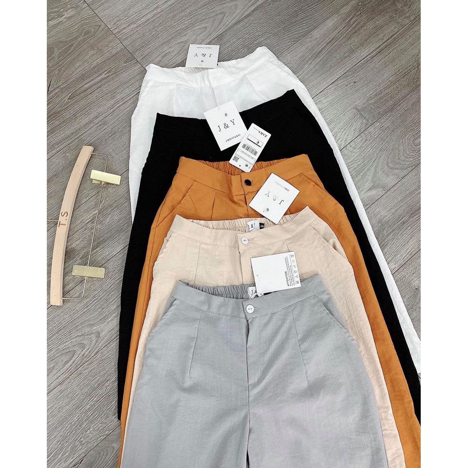 Quần Ống Rộng Lưng Thun, Quần Đũi Ống Rộng Nữ Xuất Hàn Dài 80cm R370