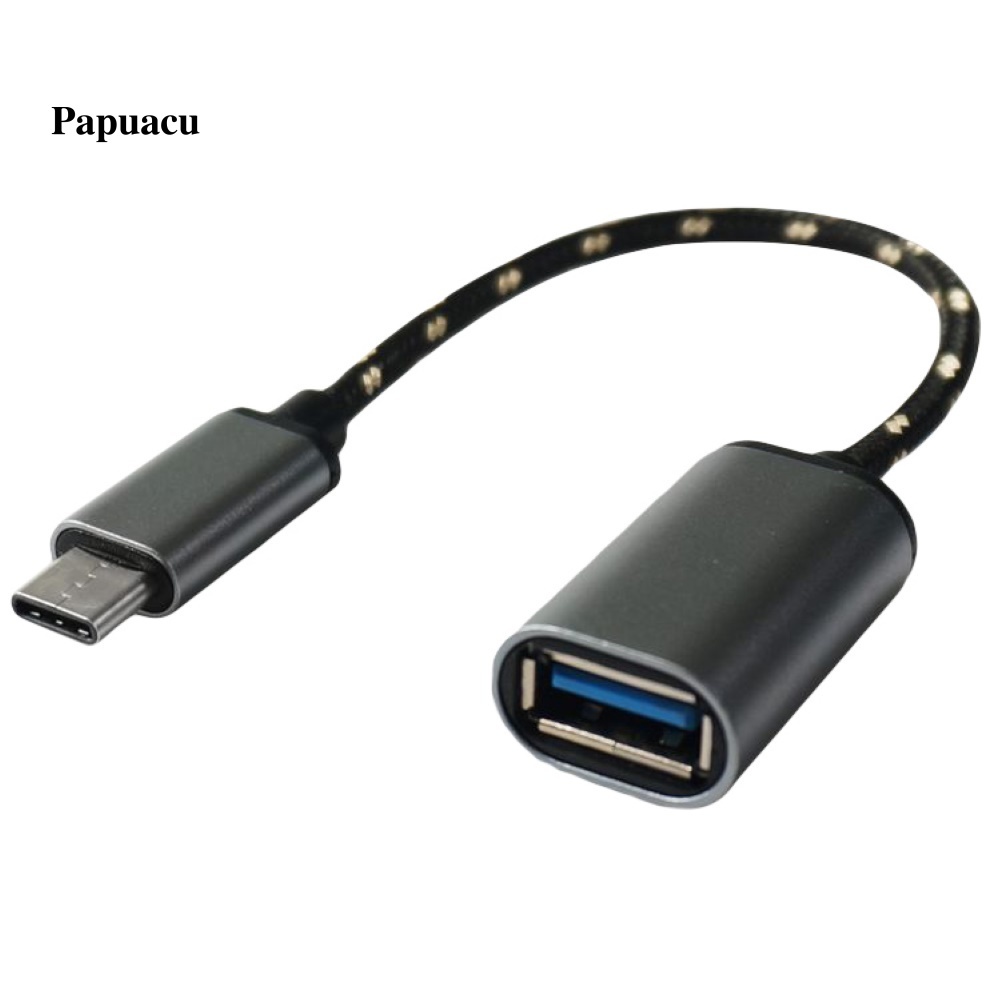 Bộ chuyển đổi OTG từ giắc cắm Type-C sang cổng cắm USB dạng dây bện cho điện thoại máy tính bảng