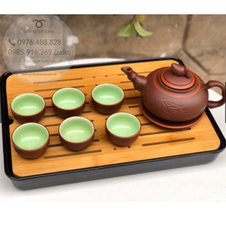 Khay trà, khay đựng ấm chén mặt gỗ hàng đẹp loại 1 (26x45cm)