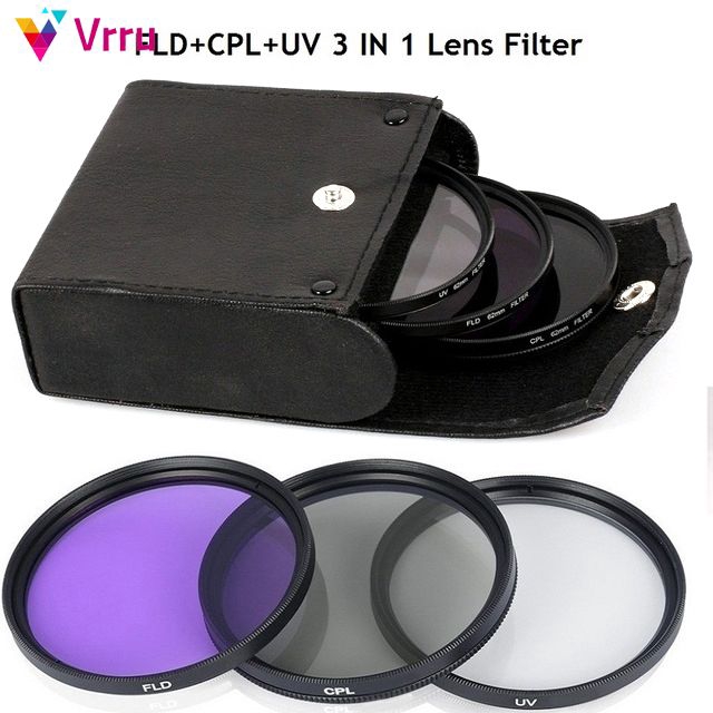 New 55MM UV Lens +CPL Lens+FLD Lens 3 in 1 Lens Filter Set with Bag for Cannon Nikon Sony Pentax Camera Lens 『Vrru 』