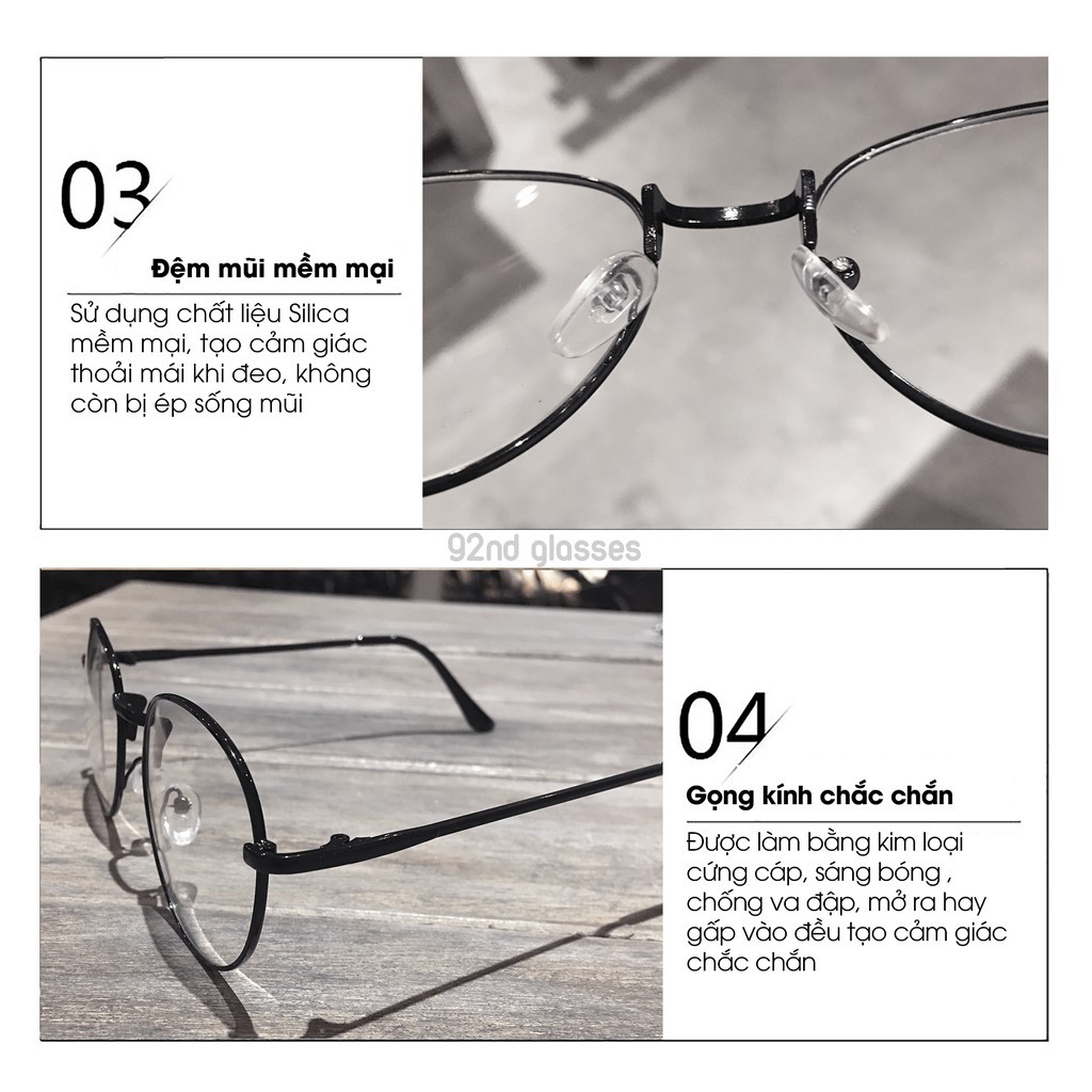 Gọng Kính Sắt Méo Nam Nữ, Mắt Kính Gọng Kim Loại Chống Ánh Sáng Xanh Retro Thời Trang Unisex ( tặng hộp đựng kính )