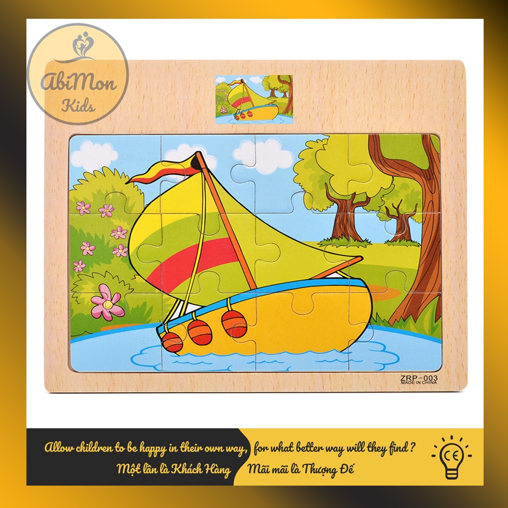 Tranh Ghép Hình Gỗ 12 Miếng Cho Bé ☘️ Montessori cao cấp ✨ (Đồ chơi Gỗ - Đồ chơi Giáo Dục - An toàn - Thông minh)