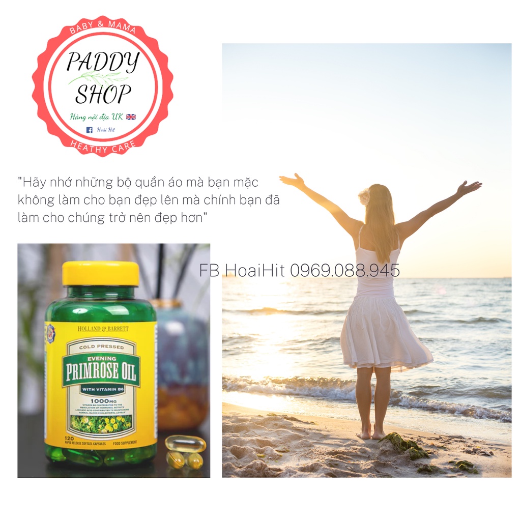 Tinh dầu hoa anh thảo Natural Evening Primrose Oil 1000mg HOLLAND & BARRETT 120 Anh Quốc