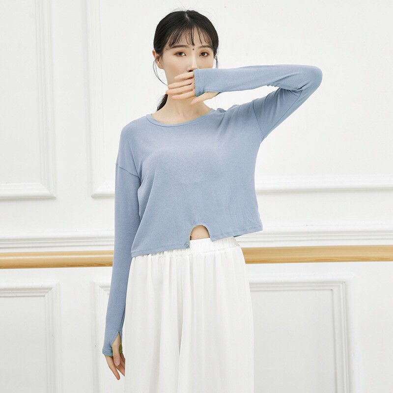 Áo tập múa croptop cài khuy A117 | BigBuy360 - bigbuy360.vn