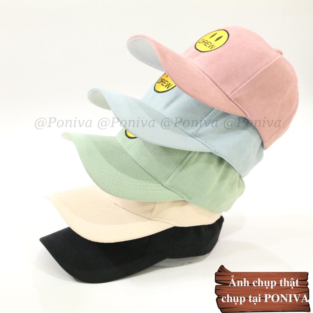 Mũ lưỡi trai ❤️ Nón kết thêu mặt cười chất nhung mịn form unisex C925 phong cách Ulzzang Thời trang PONIVA siêu hot