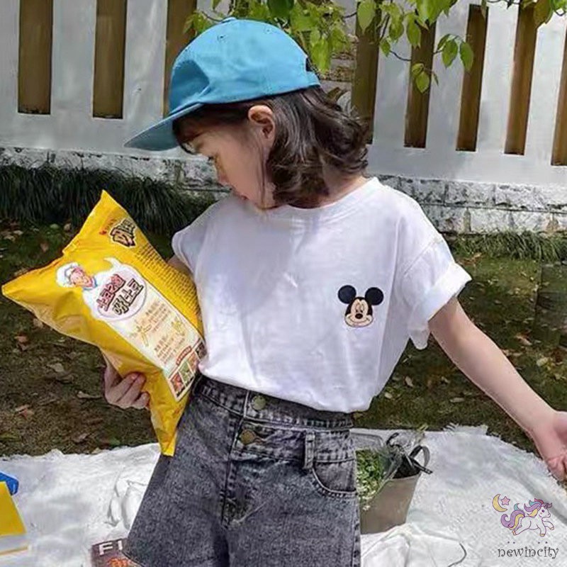 Áo thun tay ngắn in họa tiết hoạt hình phong cách Hàn Quốc thể thao đáng yêu dành cho bé gái