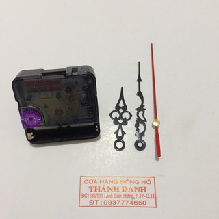 Bộ kim đen dài 8cm và máy đồng hồ Taiwan loại thường trục 18mm kim trôi