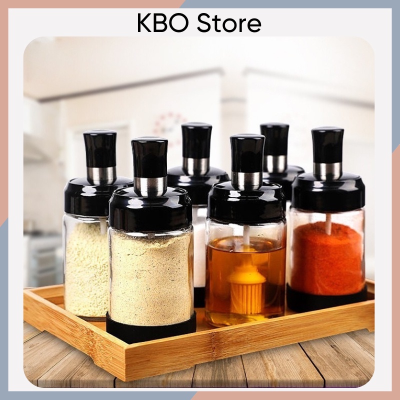 [COMBO] Hũ Đựng Gia Vị 3 Loại Nhà Bếp Có Thìa Kèm Muỗng Đầu Cọ Dụng Cụ Nhà Bếp Thông Minh Xinh Đẹp S