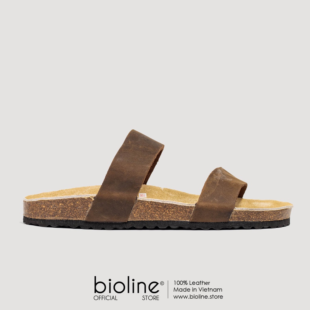 [DA BÒ THẬT] D18-Dép da bò quai ngang Unisex (Đế trấu) Juni Store