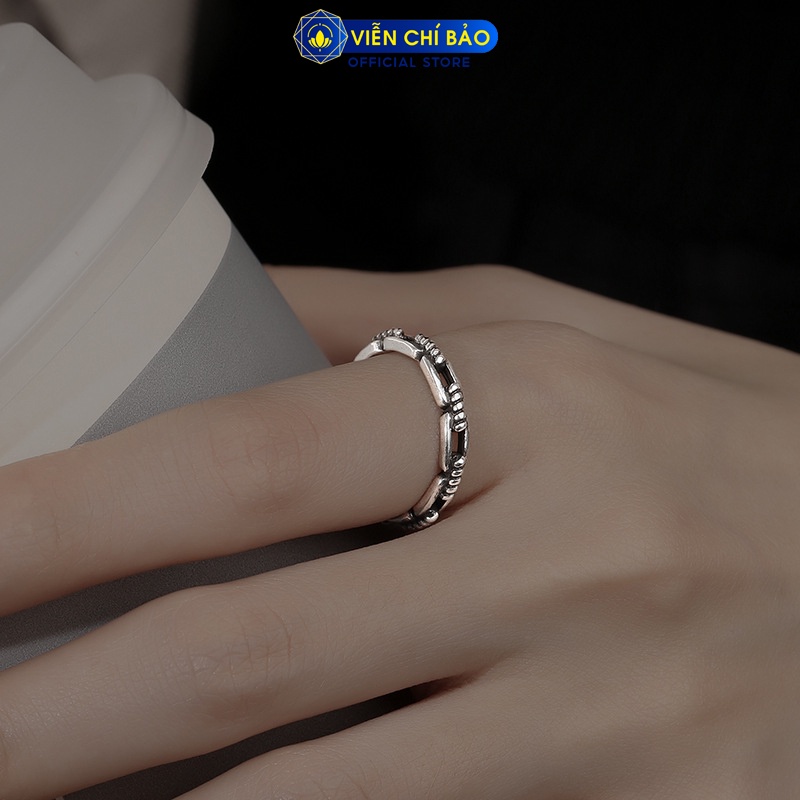 Nhẫn tay bạc nữ đan classic 2 chất liệu bạc 925 thời trang phụ kiện trang sức nữ thương hiệu Viễn Chí Bảo N000563