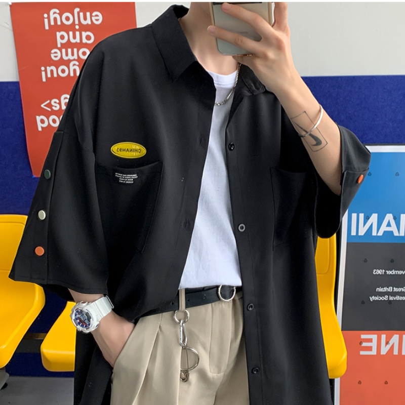 Áo Sơ Mi Tay Ngắn Dáng Rộng Phong Cách Nhật Bản Thời Trang Mùa Hè Cho Nam áo phông áo polo áo thun nam