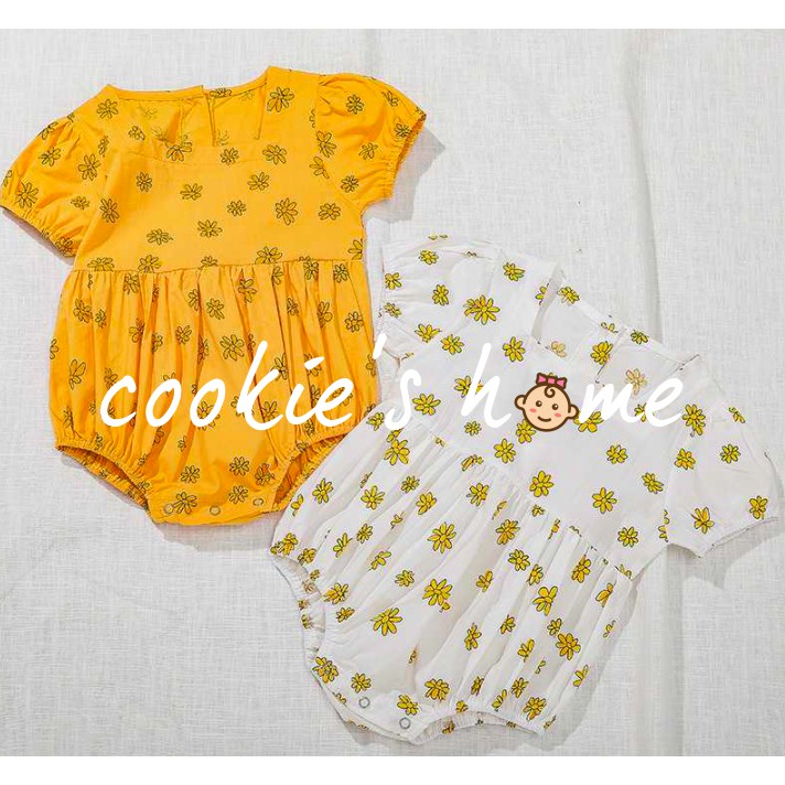 Bộ áo liền quần vải cotton hoa cúc cho bé gái sơ sinh từ 3kg-15kg