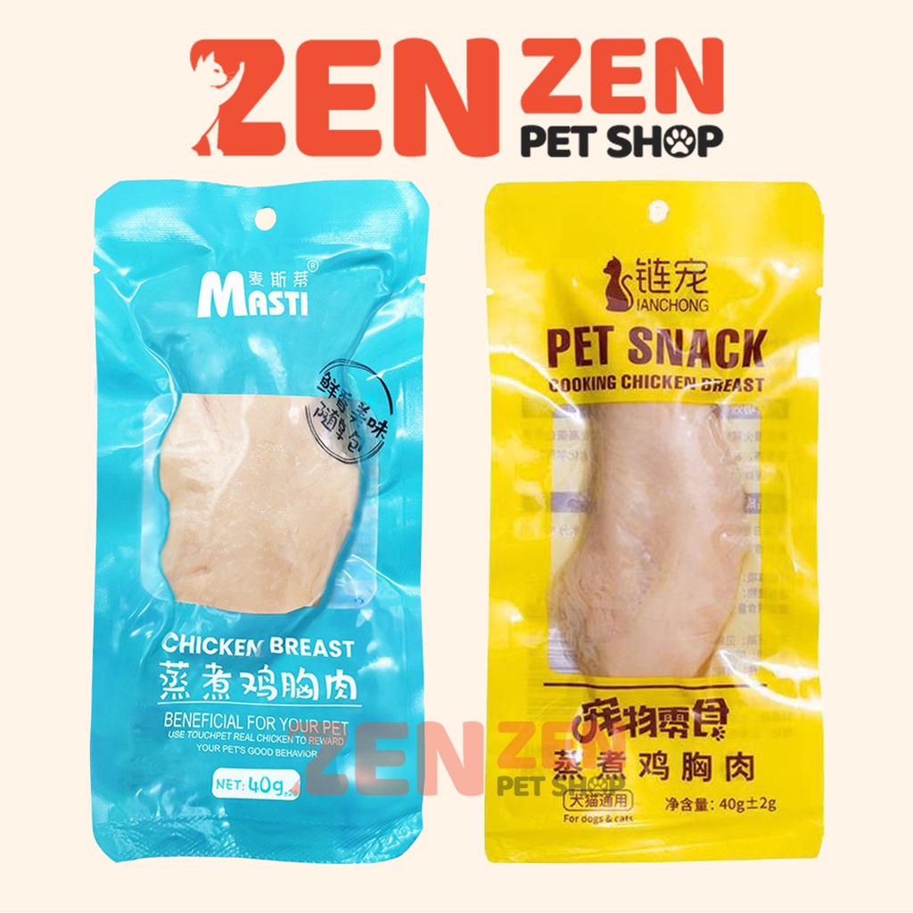 Ức gà hấp cho mèo đóng gói Pet Snack, ức gà luộc ăn liền cho mèo - gói 40g