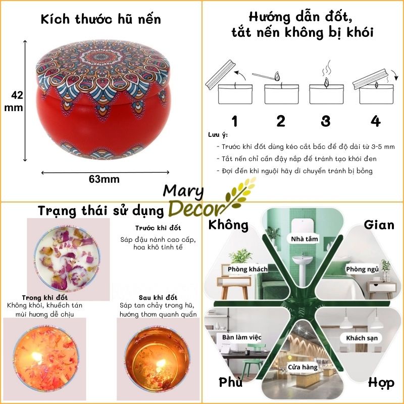 ( Sẵn Hộp Quà Tặng Set 4) Nến Thơm Hoa Khô Thiên Nhiên CHỌN HƯƠNG (HỘP ĐỰNG KHÔNG BAO GỒM NẾN) - Khách Sỉ inbox