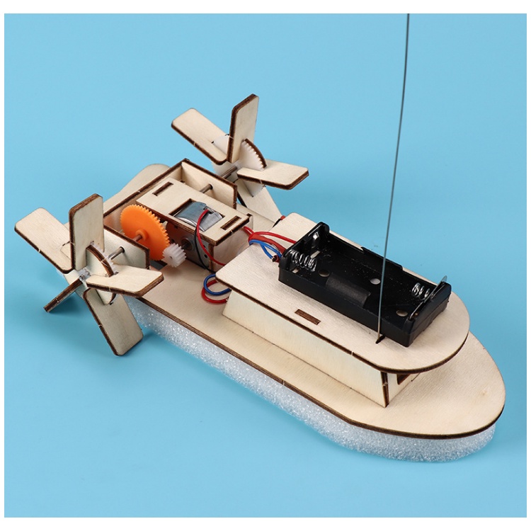 Mô hình thuyền cano bằng gỗ điều khiển từ xa đồ chơi DYI đồ chơi sáng tạo STEM cho trẻ em