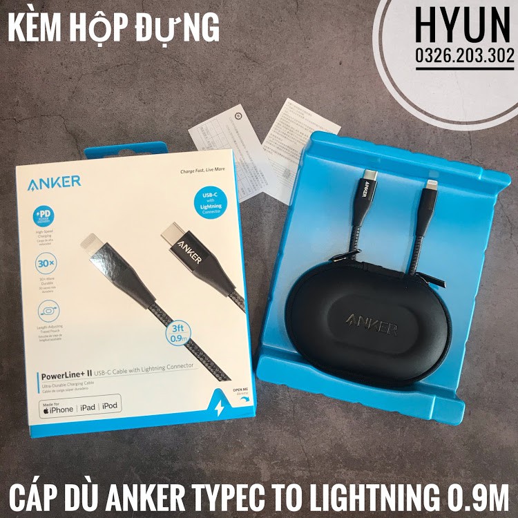 Cáp Dù ANKER PowerLine+ II UsbC to Lightning - Chính Hãng