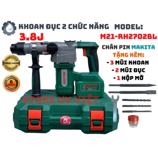 Khoan đục 2 chức năng pin dekton m21-rh2702bl chân pin makita thông dụng giá tốt