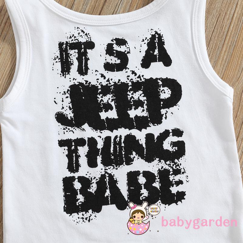 BABYGARDEN-0-3years Baby Boy Outfits, Sleeveless Letter Printed Round Neck Tank Tops + Elastic Waist Solid Color Pants Set