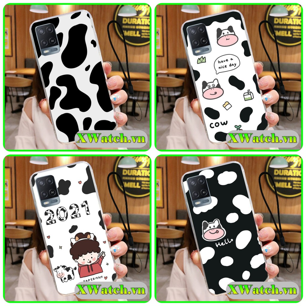 Ốp lưng Silicon Oppo A54 A74  / Reno 4 / Reno 5 / Reno 4 pro A52 A53 A72 A92 in hình Bò sữa cute