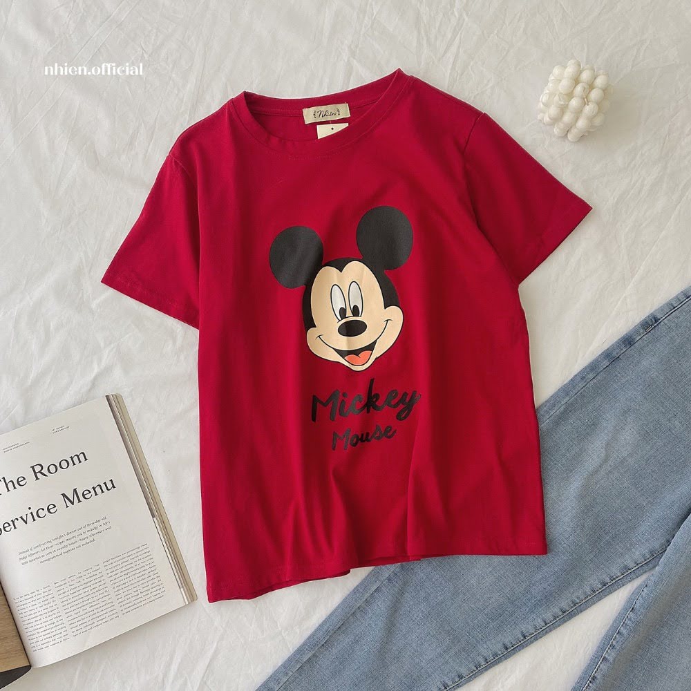 Áo thun nữ form suông in hình Mickey mouse Nhienvintage_BT31