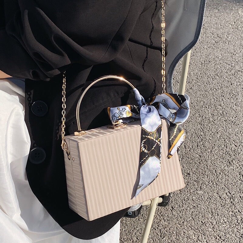 Túi đeo chéo túi cầm tay hình hộp kèm khăn siêu xinh