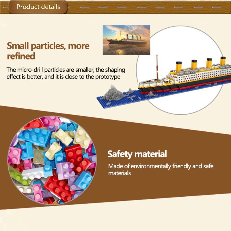 Bộ mô hình đồ chơi tàu Titanic 1860 mảnh thu nhỏ thích hợp làm quà tặng cho trẻ em