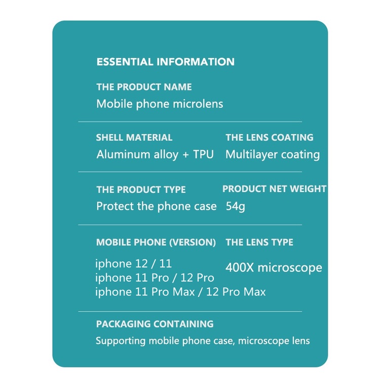 Ốp Điện Thoại Kính Hiển Vi 400X Cho iPhone 13 12 11 Pro Max