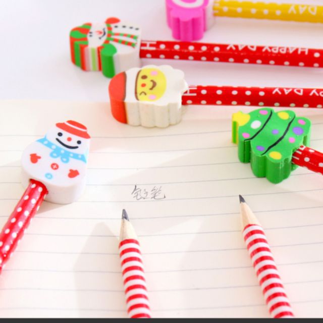 Bút chì đầu tẩy hình Giáng Sinh (Cam kết chất lượng và giá thành)