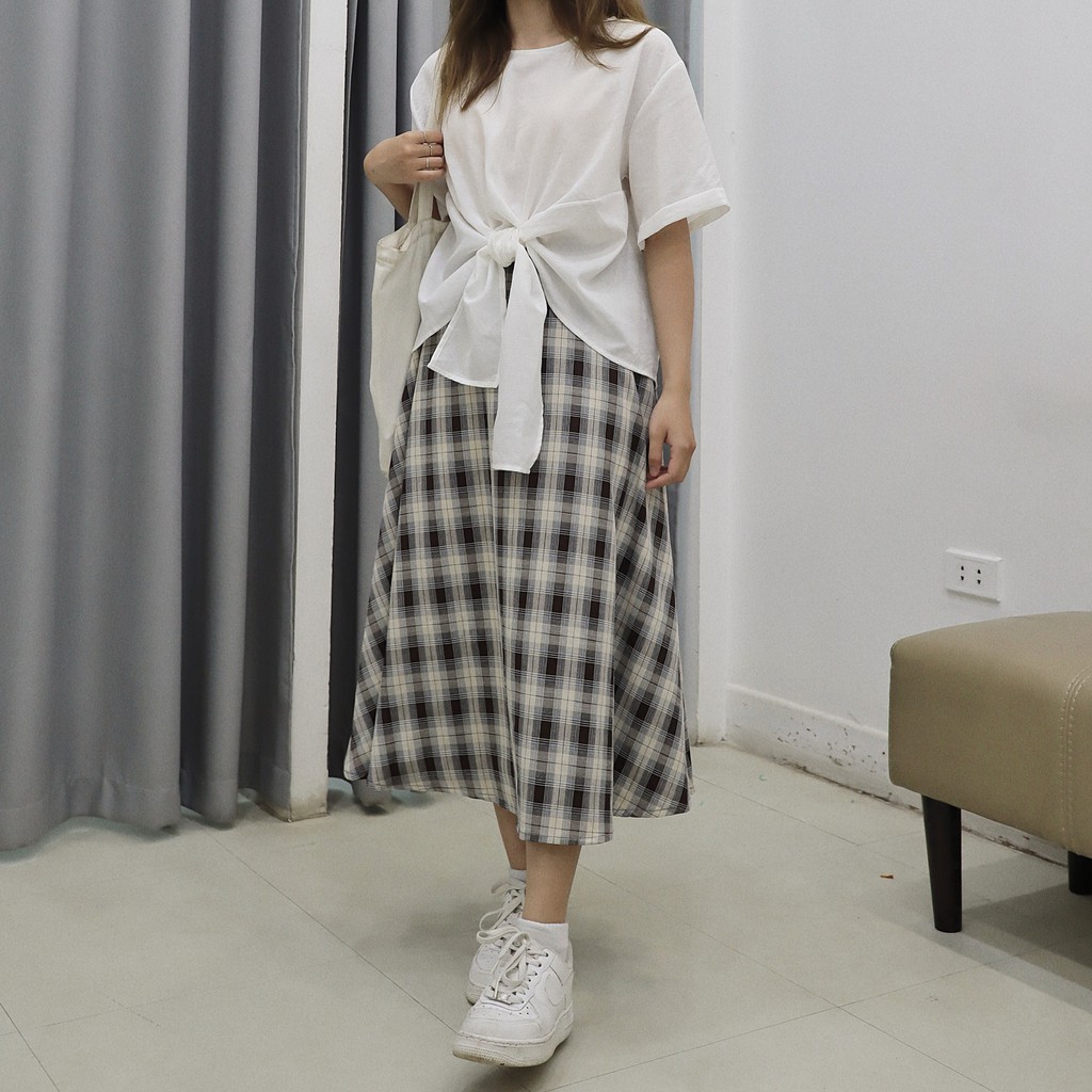 Chân váy midi chữ A 2 lớp - Flowy Skirt - ufo.thebasic