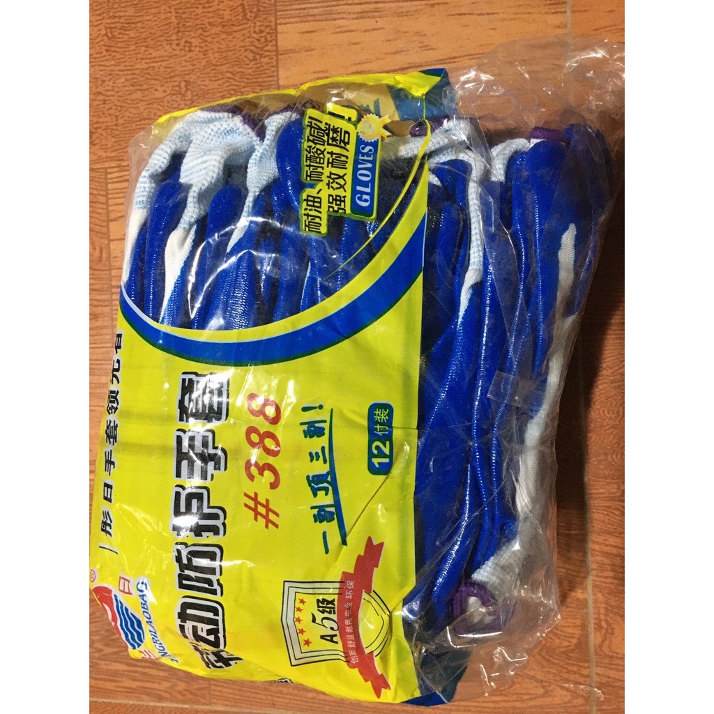 Găng tay bảo hộ phủ PU xanh siêu bền, thấm hút mồ hôi