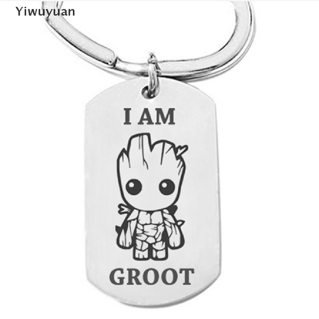 &lt; Yiwuyuan &gt; Móc Khóa Bằng Thép Titan Không Gỉ Hình Groot Trong Guardians of the Galaxy 2
