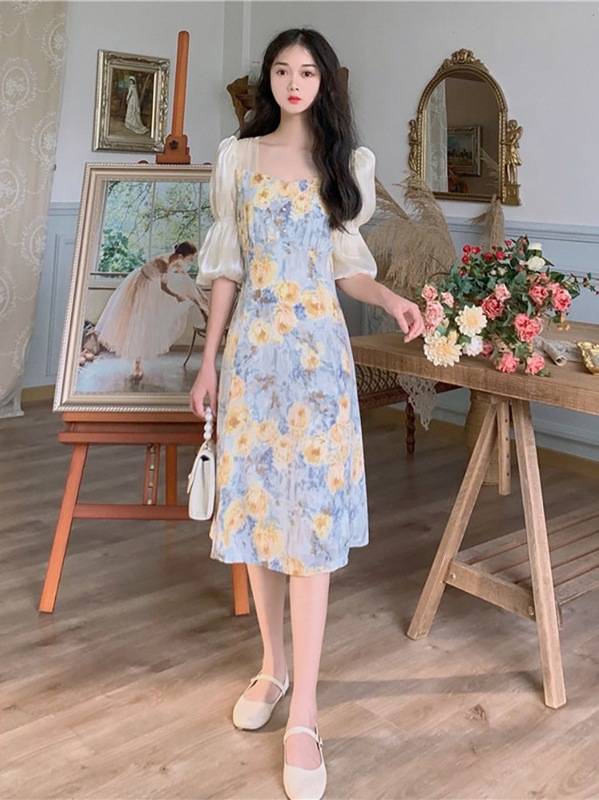 Đầm ôm tay ngắn in hoa thời trang mùa hè 2022 thời thượng | BigBuy360 - bigbuy360.vn