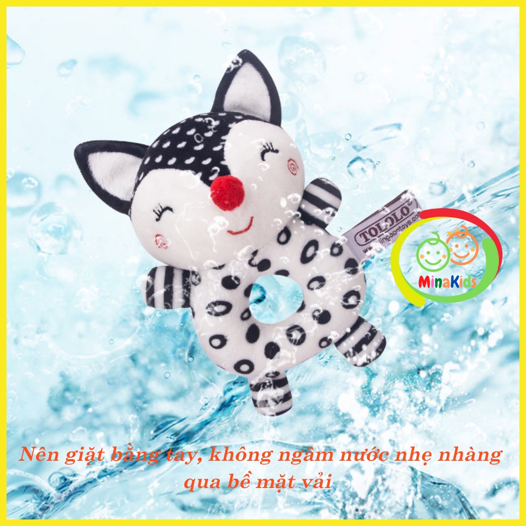 Đồ Chơi Lục Lạc Thú Bông Chút Chít Cho Bé Cầm Nắm Màu Sắc Đen Trắng Kích Thích Thị Giác TOLOLO TCT19